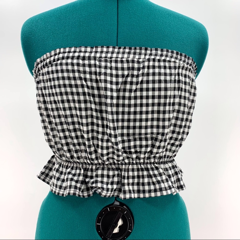 Bozzolo NWOT Black and White Gingham Plaid Strapless Top, Small